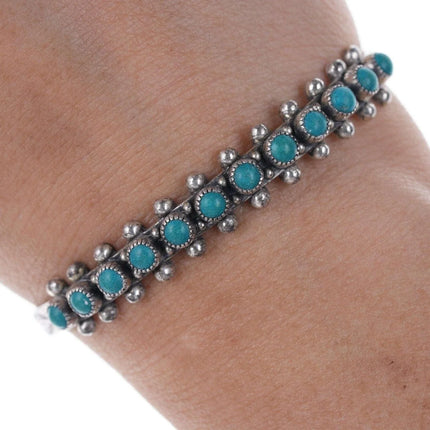 c1950's Native American stamped sterling snake eye turquoise cuff bracelet - Estate Fresh Austin