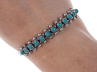 c1950's Native American stamped sterling snake eye turquoise cuff bracelet - Estate Fresh Austin