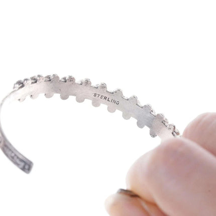 c1950's Native American stamped sterling snake eye turquoise cuff bracelet - Estate Fresh Austin