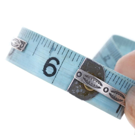 c1950's Native American stamped sterling snake eye turquoise cuff bracelet - Estate Fresh Austin