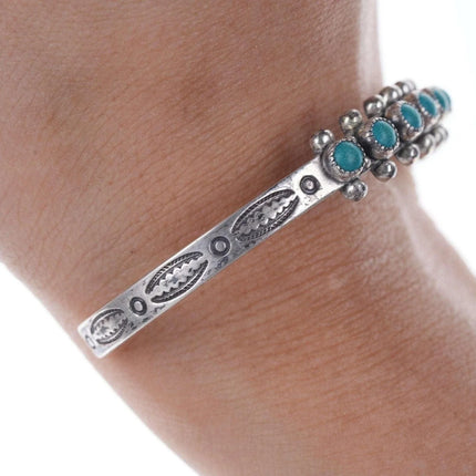 c1950's Native American stamped sterling snake eye turquoise cuff bracelet - Estate Fresh Austin
