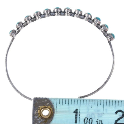 c1950's Native American stamped sterling snake eye turquoise cuff bracelet - Estate Fresh Austin