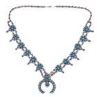 c1950's Native American sterling turquoise cluster squash blossom necklace - Estate Fresh Austin