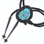 c1960 c-31 Navajo silver and Number 8 spiderweb turquoise bolo tie - Estate Fresh Austin