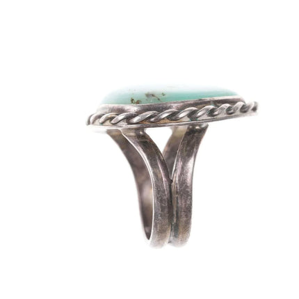 c1950's Navajo Silver Green Chalcedony Ring - Estate Fresh Austin