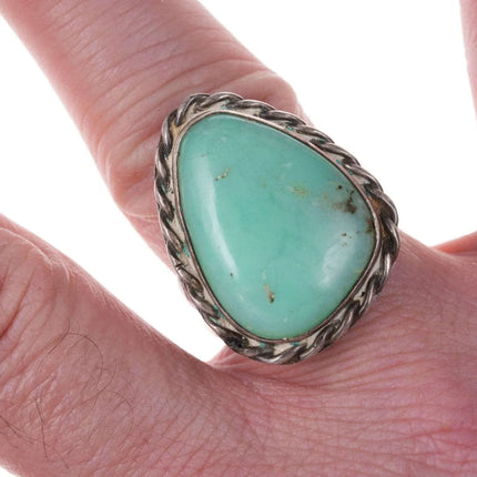 c1950's Navajo Silver Green Chalcedony Ring - Estate Fresh Austin