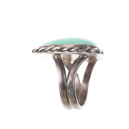 c1950's Navajo Silver Green Chalcedony Ring - Estate Fresh Austin