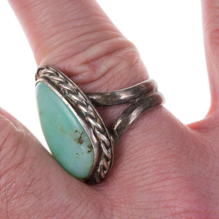 c1950's Navajo Silver Green Chalcedony Ring - Estate Fresh Austin