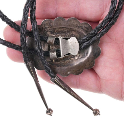 c1950's Navajo Stamped silver and Fox turquoise bolo - Estate Fresh Austin