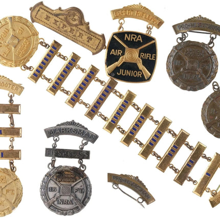 c1950's Pistol Expert badge NRA Junior Division Medals Air Rifle Jr, etc collect - Estate Fresh Austin