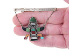 c1950's Zuni Native American Sterling multi-stone inlay tie bar - Estate Fresh Austin