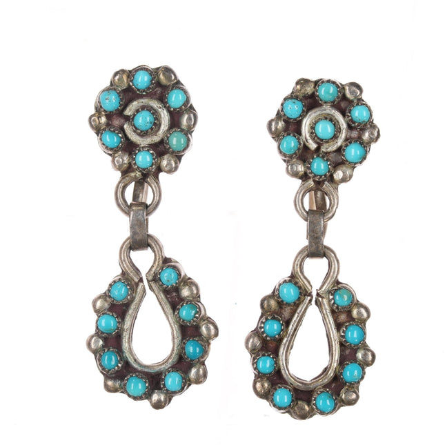 c1950's Zuni snake eye turquoise cluster dangle earrings - Estate Fresh Austin