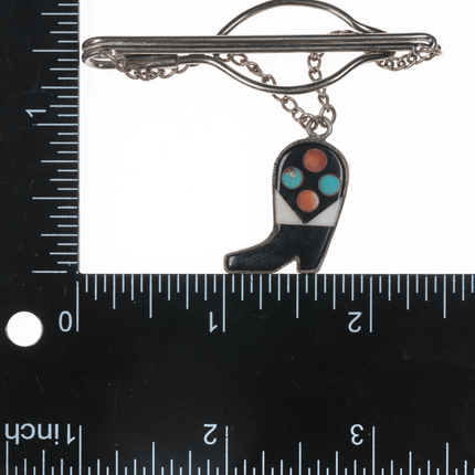 c1950's Zuni Sterling Channel inlay boot form tie bar - Estate Fresh Austin