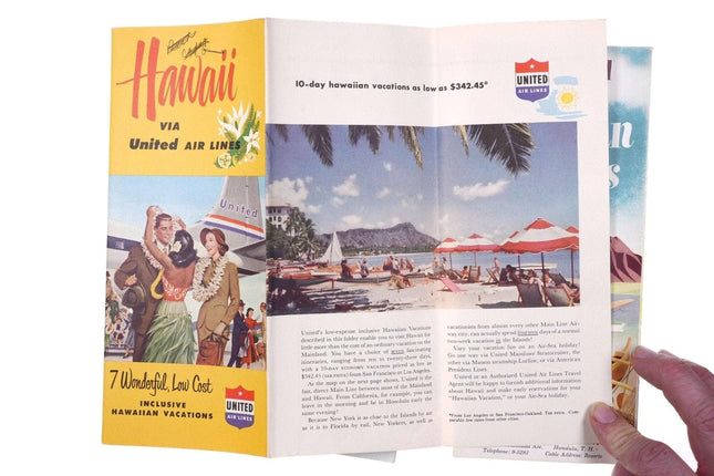 c1952 Hawaiian Islands Travel Brochures Inter Island, United Airlines - Estate Fresh Austin