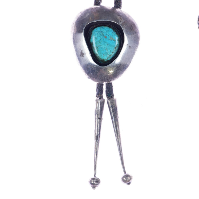 c1960 c - 31 38" sterling and turquoise Navajo shadowbox bolo tie - Estate Fresh Austin