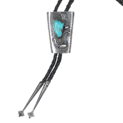 c1960 c-31 Bolo tie Native American silver with turquoise - Estate Fresh Austin