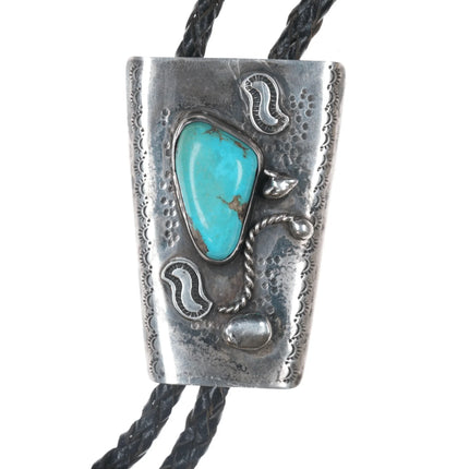 c1960 c-31 Bolo tie Native American silver with turquoise - Estate Fresh Austin