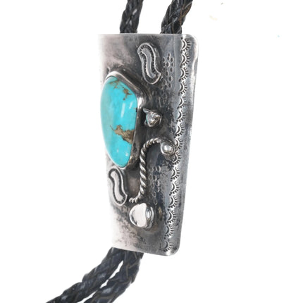 c1960 c-31 Bolo tie Native American silver with turquoise - Estate Fresh Austin