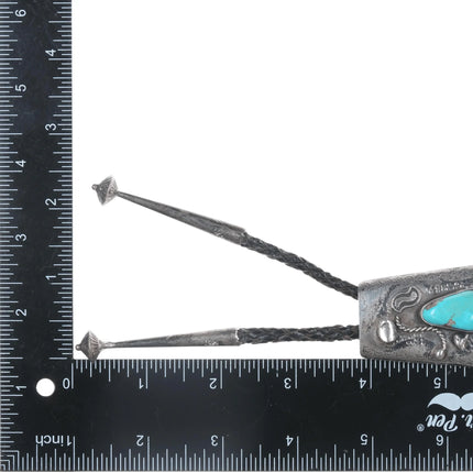 c1960 c-31 Bolo tie Native American silver with turquoise - Estate Fresh Austin