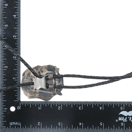 c1960 c-31 Freeform sterling Native American coral and turquoise bolo tie - Estate Fresh Austin