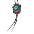 c1960 c-31 Freeform sterling Native American coral and turquoise bolo tie - Estate Fresh Austin