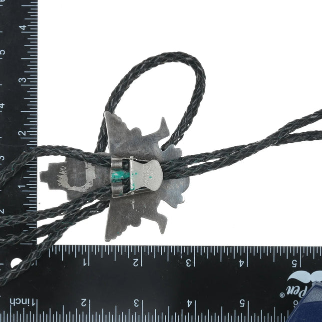 c1960 c-31 Gary Vacit Zuni Knifewing Sterling inlay large bolo tie - Estate Fresh Austin