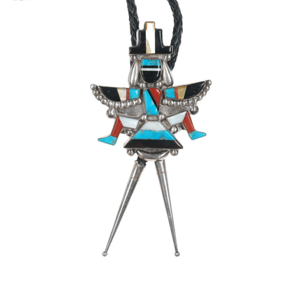 c1960 c-31 Gary Vacit Zuni Knifewing Sterling inlay large bolo tie - Estate Fresh Austin