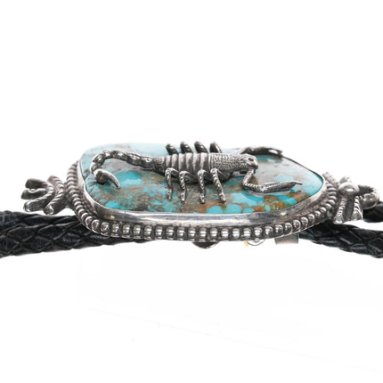 c1960 c-31 Large Scorpion Native American Sterling high grade turquoise bolo tie - Estate Fresh Austin