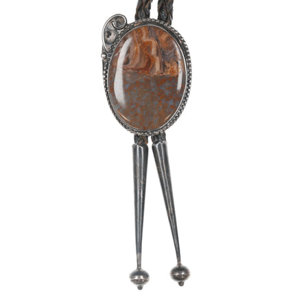 c1960 c-31 Native American silver and agate bolo tie - Estate Fresh Austin