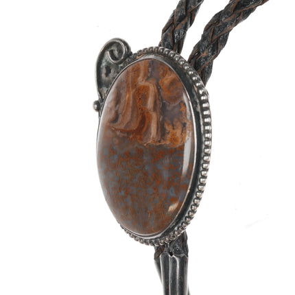 c1960 c-31 Native American silver and agate bolo tie - Estate Fresh Austin