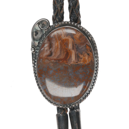 c1960 c-31 Native American silver and agate bolo tie - Estate Fresh Austin