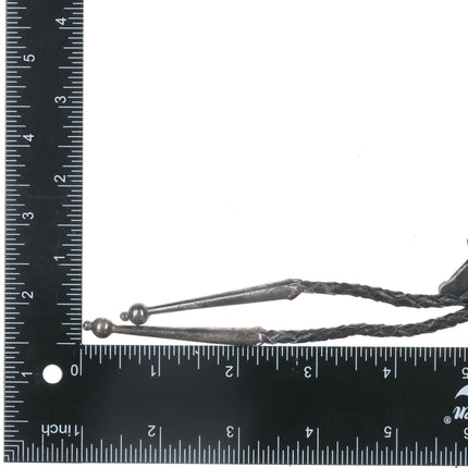 c1960 c-31 Native American silver feathers and turquoise bolo tie - Estate Fresh Austin