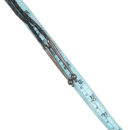 c1960 c-31 Native American silver feathers and turquoise bolo tie - Estate Fresh Austin
