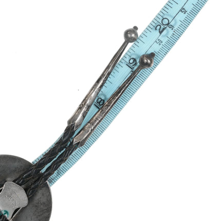 c1960 c-31 Native American silver Shadowbox and turquoise bolo tie - Estate Fresh Austin