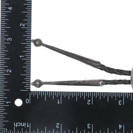 c1960 c-31 Native American silver Shadowbox and turquoise bolo tie - Estate Fresh Austin