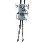 c1960 c-31 Navajo overlay roadrunner sterling bolo tie with turquoise - Estate Fresh Austin
