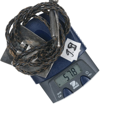 c1960 c-31 Navajo overlay roadrunner sterling bolo tie with turquoise - Estate Fresh Austin