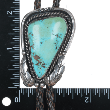 c1960 c - 31 silver and turquoise oblong Navajo bolo tie - Estate Fresh Austin