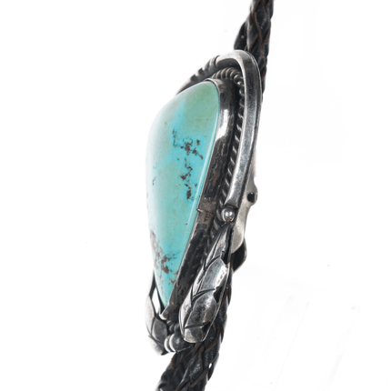 c1960 c - 31 silver and turquoise oblong Navajo bolo tie - Estate Fresh Austin