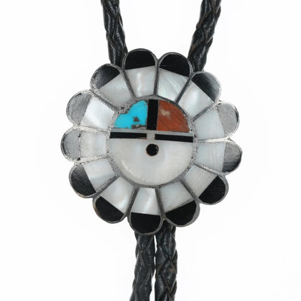 c1960 c-31 Zuni Suniface sterling channel inlay bolo tie - Estate Fresh Austin