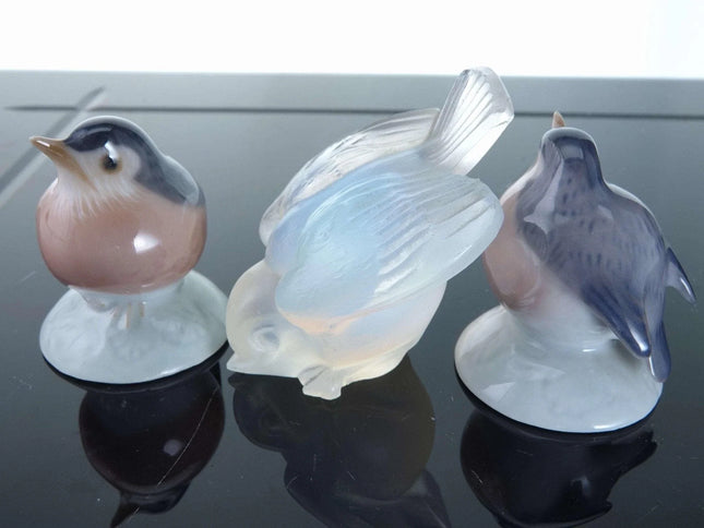 c1960 French Sabino/ Danish Royal Copenhagen Porcelain Bird Figures - Estate Fresh Austin
