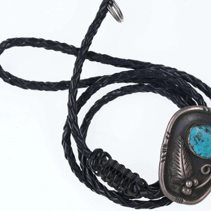 c1960 Louise Platero Navajo Sterling/turquoise Bolo turned lanyard - Estate Fresh Austin