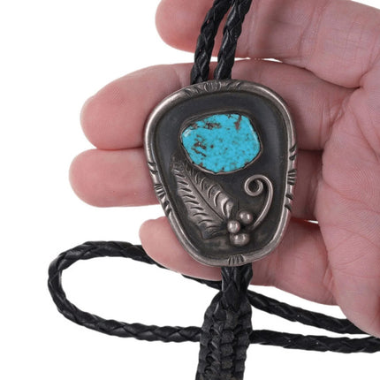 c1960 Louise Platero Navajo Sterling/turquoise Bolo turned lanyard - Estate Fresh Austin