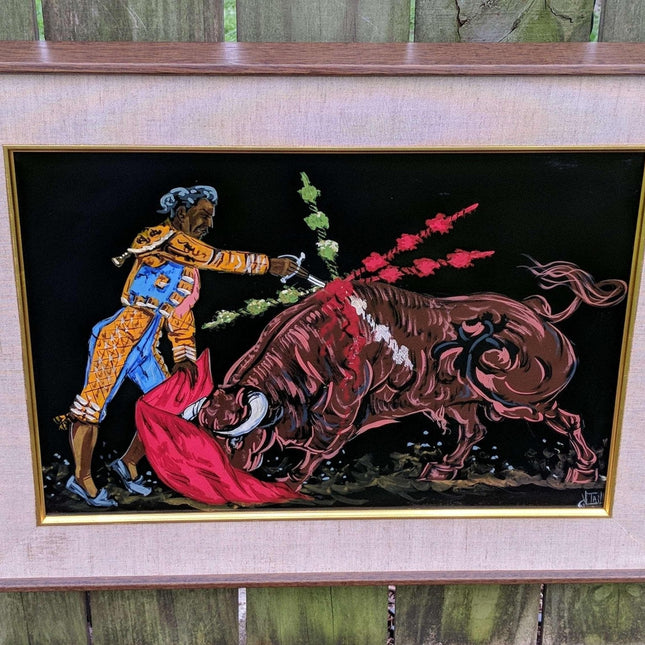 c1960 Matador Acrylic On Board Bull Fighter Painting - Estate Fresh Austin