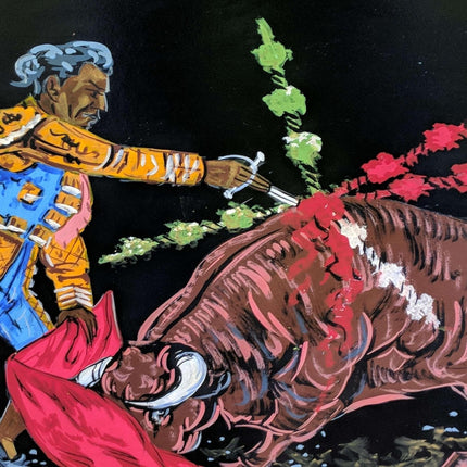 c1960 Matador Acrylic On Board Bull Fighter Painting - Estate Fresh Austin