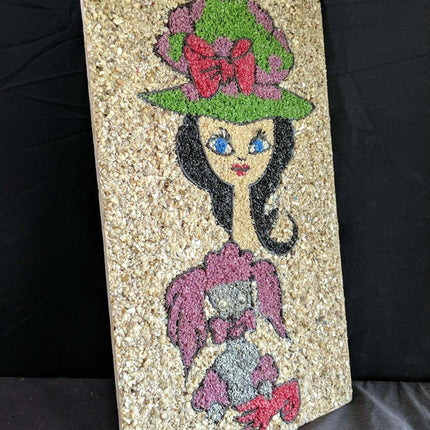 c1960 Mid Century Gravel Art Girl with Poodle - Estate Fresh Austin
