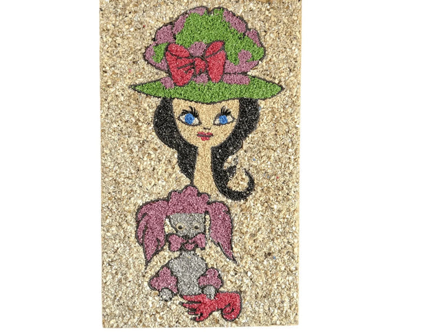 c1960 Mid Century Gravel Art Girl with Poodle - Estate Fresh Austin