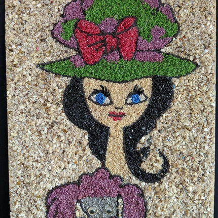 c1960 Mid Century Gravel Art Girl with Poodle - Estate Fresh Austin