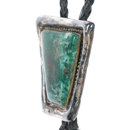 c1960 Native American silver chrysocolla bolo tie - Estate Fresh Austin