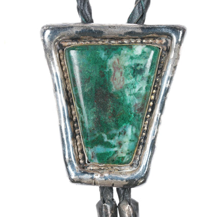 c1960 Native American silver chrysocolla bolo tie - Estate Fresh Austin